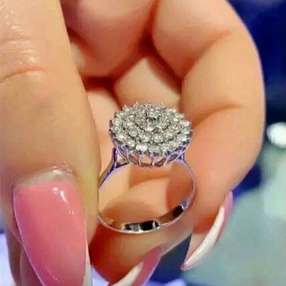 NEW White Gold Over 925 Silver Diamond Ring - Picture 3 of 3